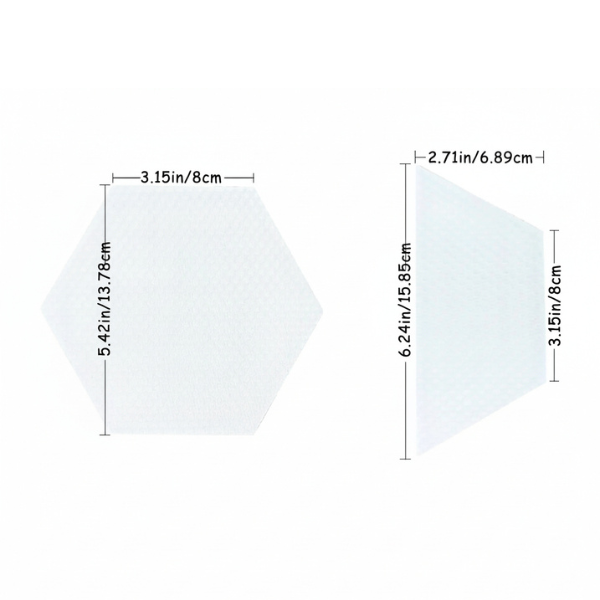 Hex Grip clear dotted traction pad dimensions and size guide