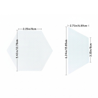 Hex Grip clear dotted traction pad dimensions and size guide